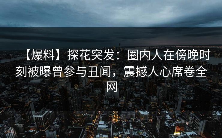 【爆料】探花突发：圈内人在傍晚时刻被曝曾参与丑闻，震撼人心席卷全网