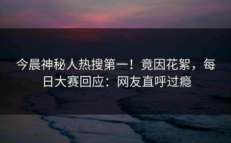 今晨神秘人热搜第一！竟因花絮，每日大赛回应：网友直呼过瘾