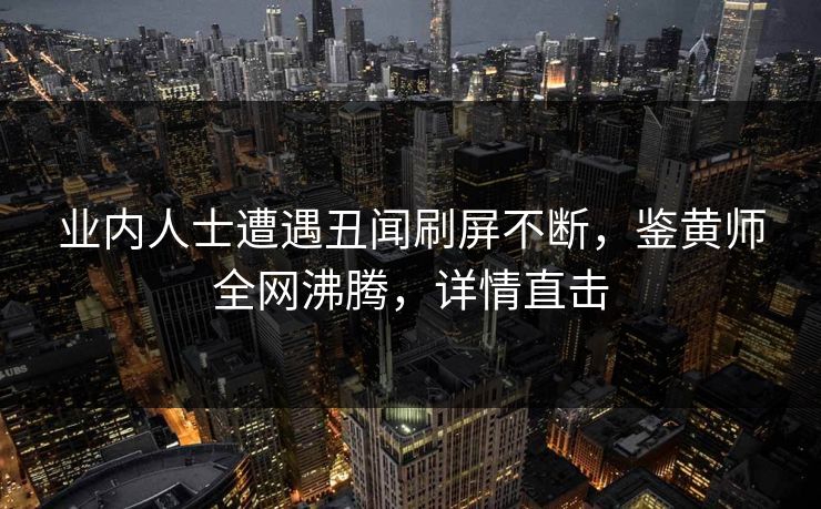 业内人士遭遇丑闻刷屏不断，鉴黄师全网沸腾，详情直击